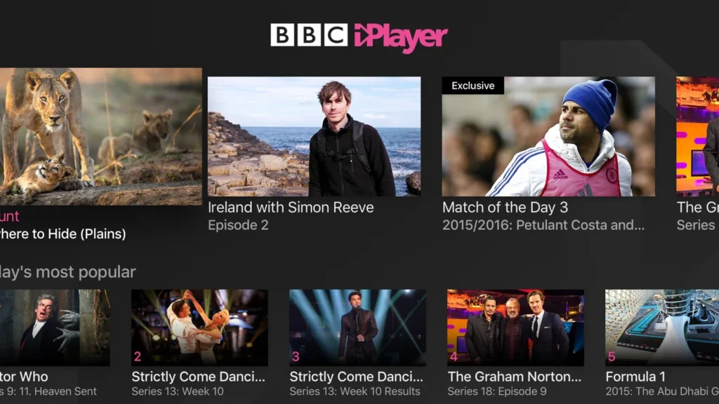 BBC IPlayer interface